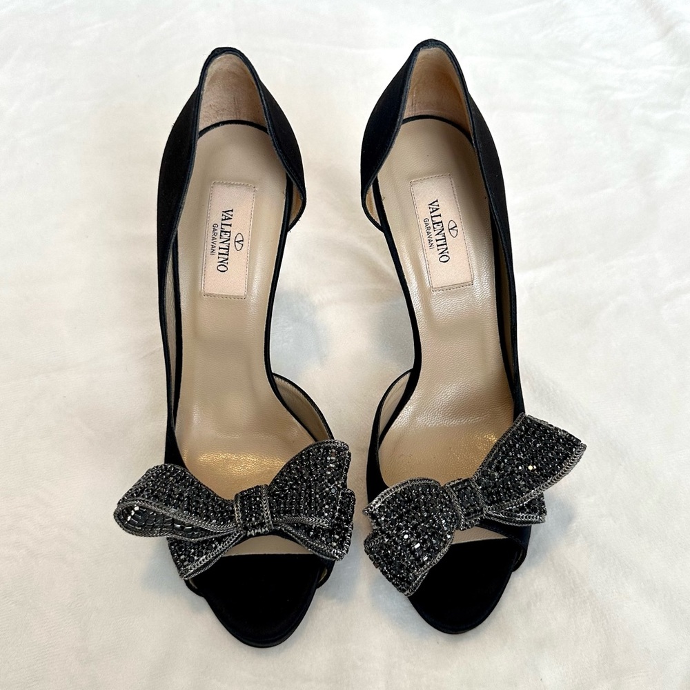 Valentino Rhinestone bow heels